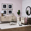 Mercana Excelsior Solid Wood Gold Metal Base 4 Cabinet Door SideBoard