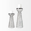 Mercana Shandra Small Glass w/Metal Wire Snakeskin Pattern Table Candle Holder Clearance