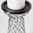 Mercana Shandra Small Glass w/Metal Wire Snakeskin Pattern Table Candle Holder Clearance