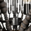 Mercana Liam Black Wooden Bead Bowl-Style Four Bulb Chandelier Clearance