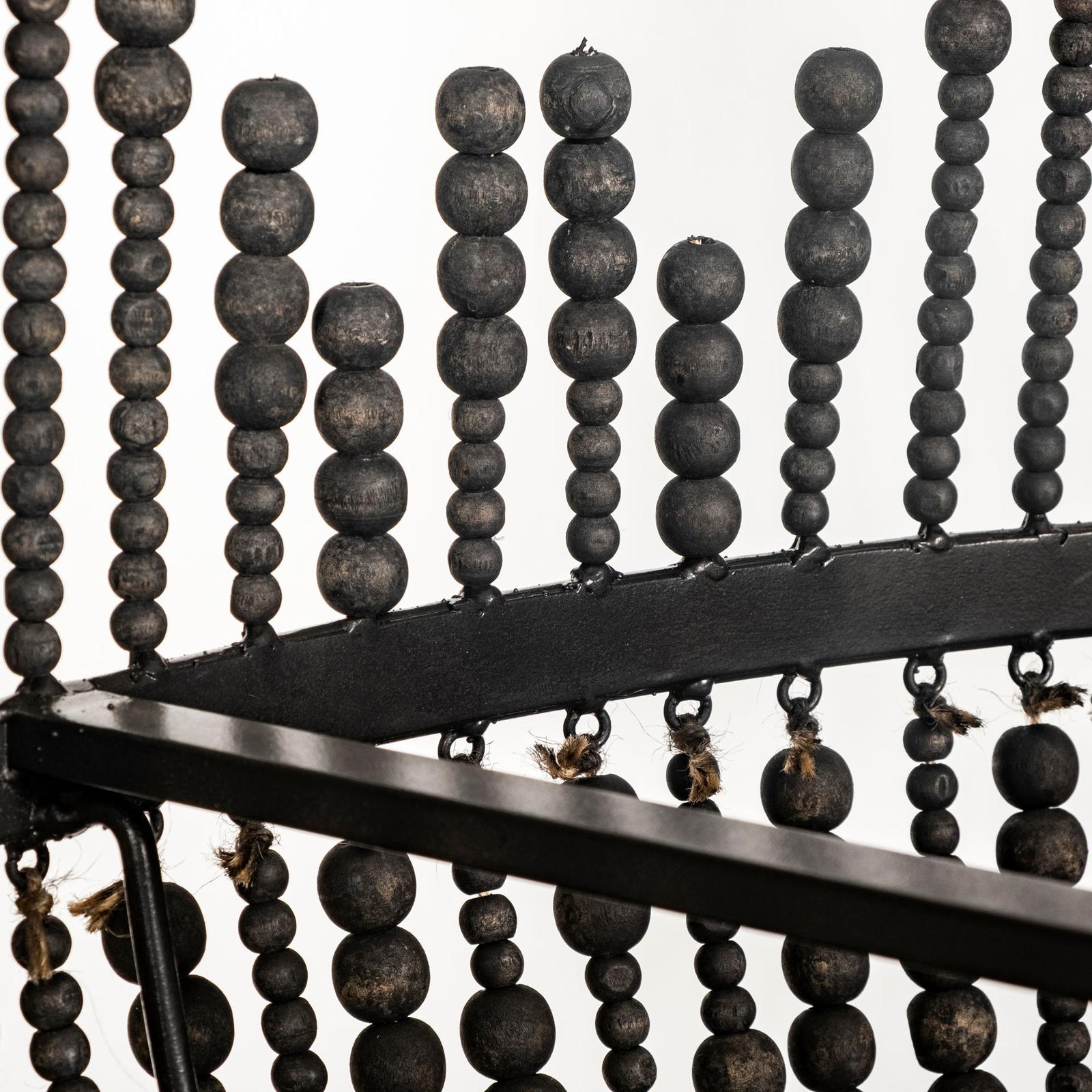 Mercana Liam Black Wooden Bead Bowl-Style Four Bulb Chandelier Clearance