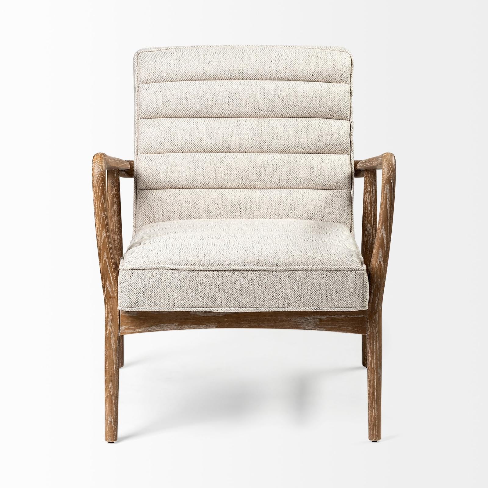 Mercana Ajax II Cream Fabric W/ Brown Wooden Frame Accent Chair