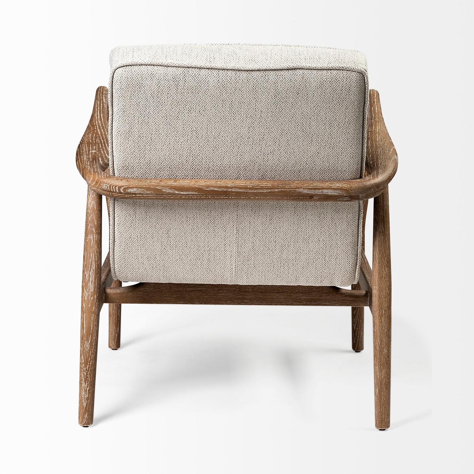 Mercana Ajax II Cream Fabric W/ Brown Wooden Frame Accent Chair