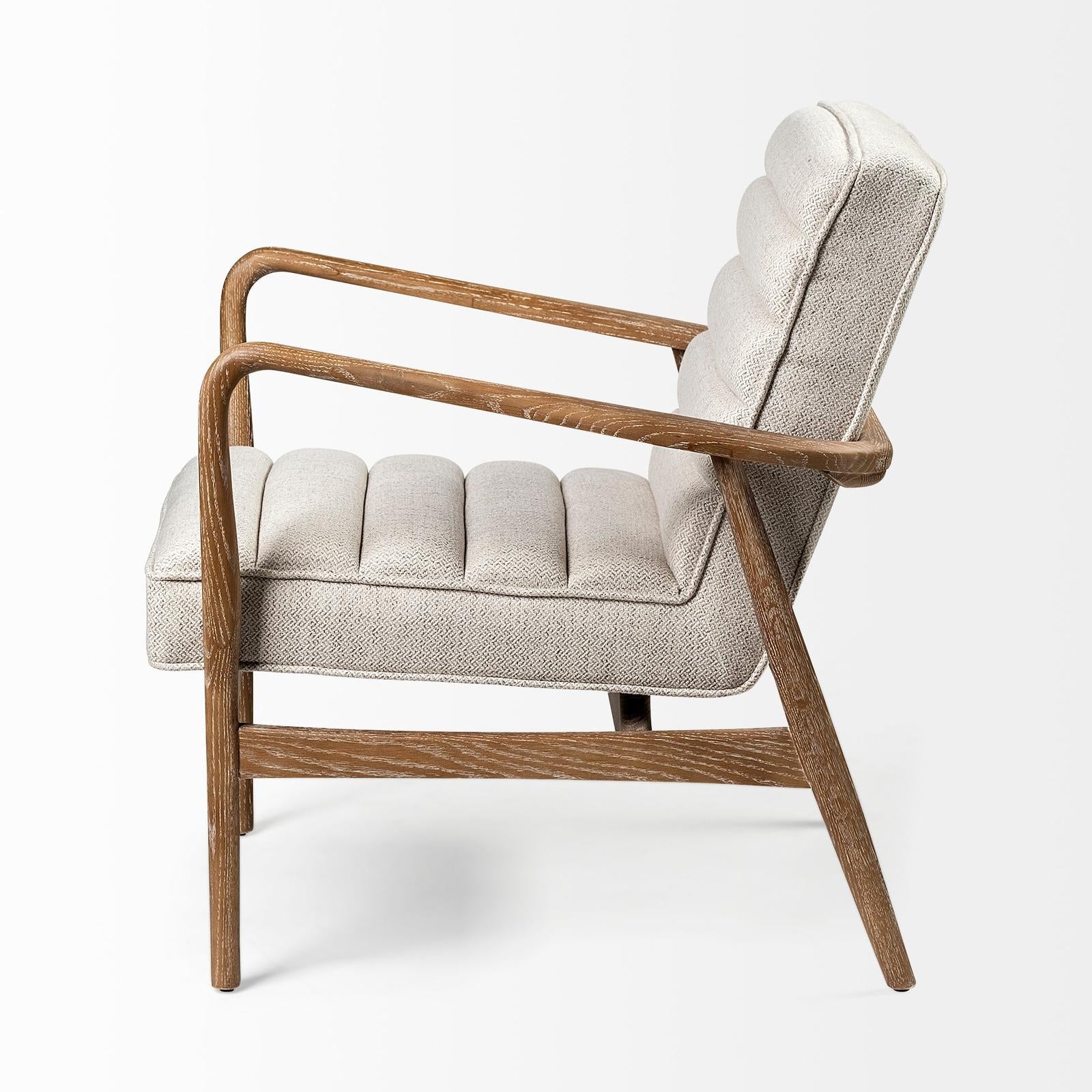 Mercana Ajax II Cream Fabric W/ Brown Wooden Frame Accent Chair