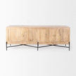 Mercana Cairo Brown Solid Wood Black Metal Base 4 Door Cabinet Sideboard