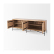 Mercana Cairo Brown Solid Wood Black Metal Base 4 Door Cabinet Sideboard
