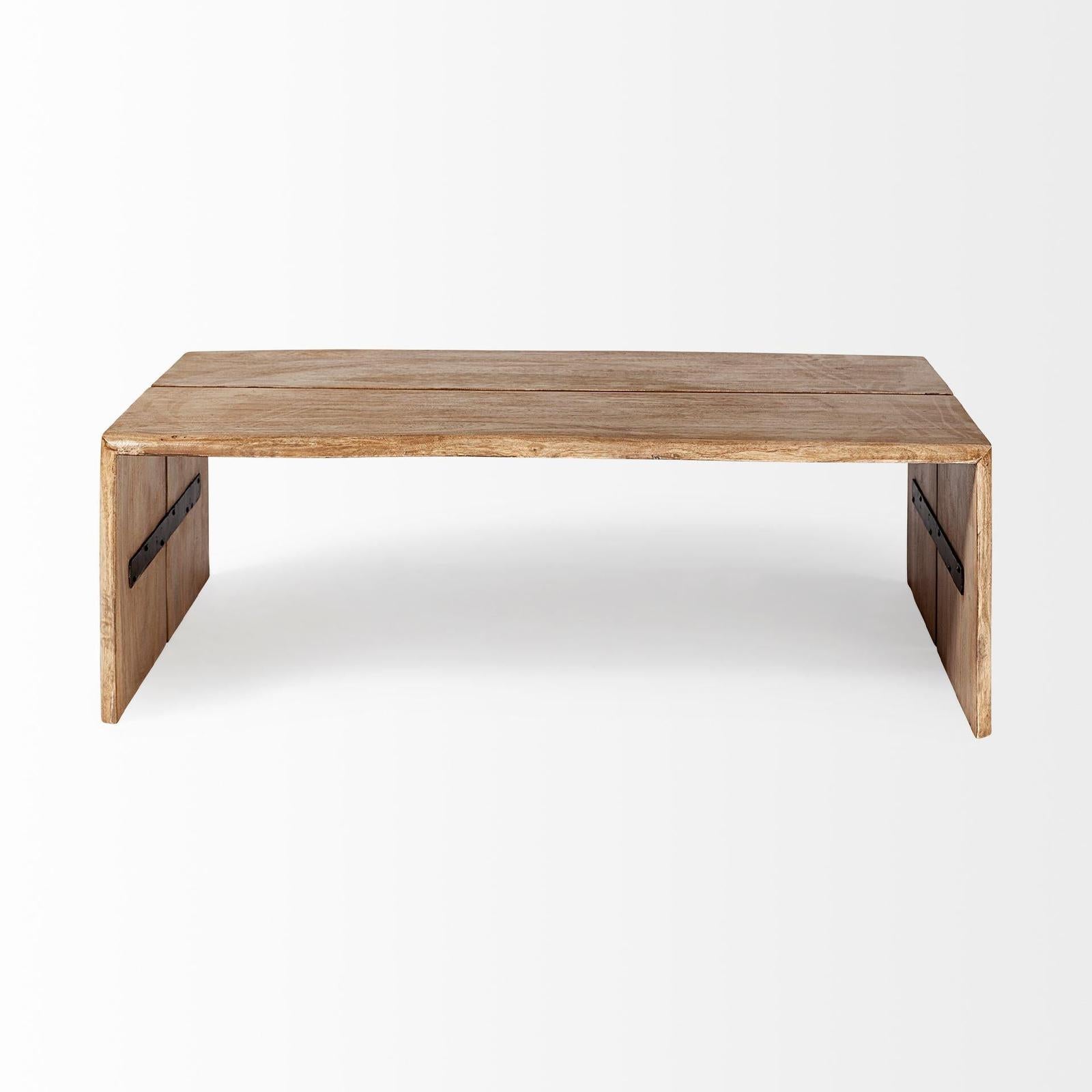 Mercana San Andreas 48x30.5 Rectangular Brown Solid Wood Top and Base Coffee Table Clearance