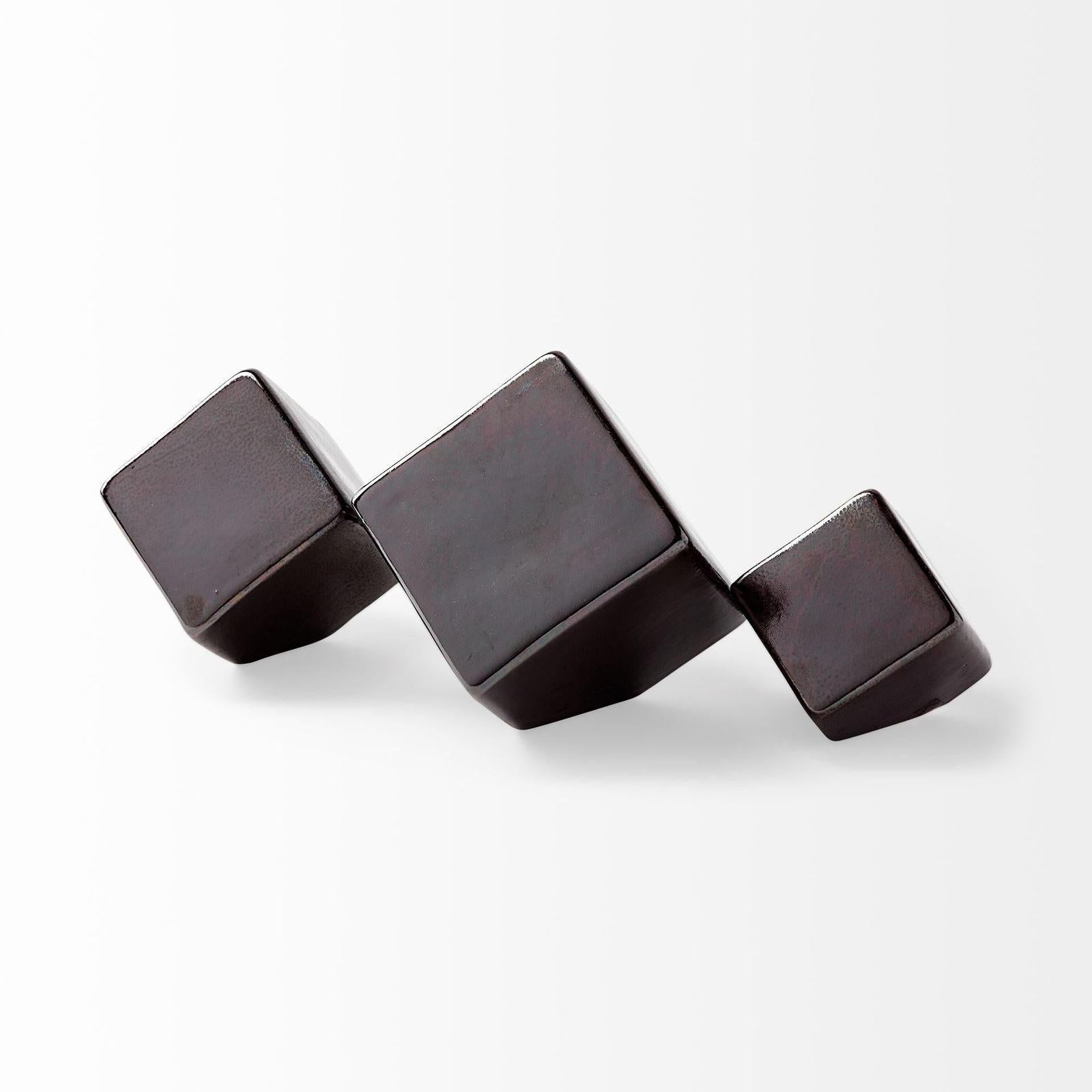 Mercana Mayweather Black Geometric Ceramic Cubes-Set of 3