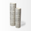 Mercana Uhura Cream Black Patterned Cylindrical Vase Clearance