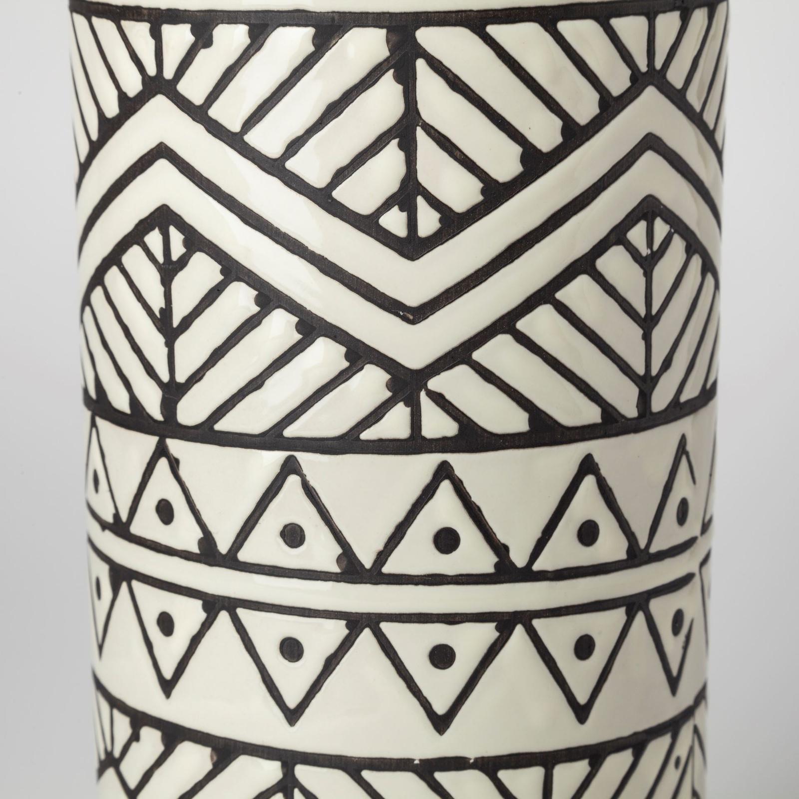 Mercana Uhura Cream Black Patterned Cylindrical Vase Clearance