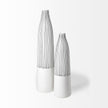 Mercana Kira Small White Pinstripe Ceramic Vase