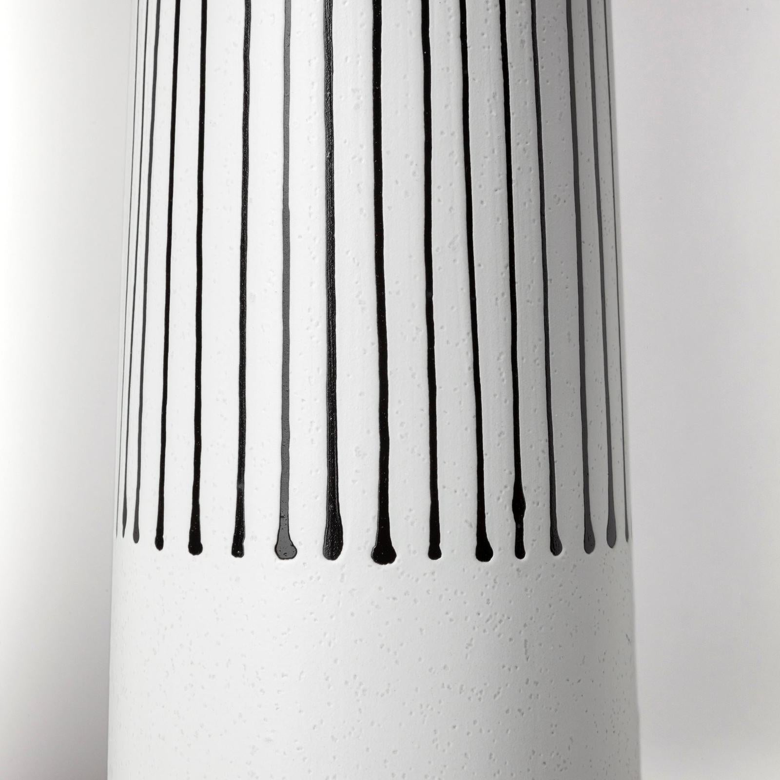 Mercana Kira Small White Pinstripe Ceramic Vase