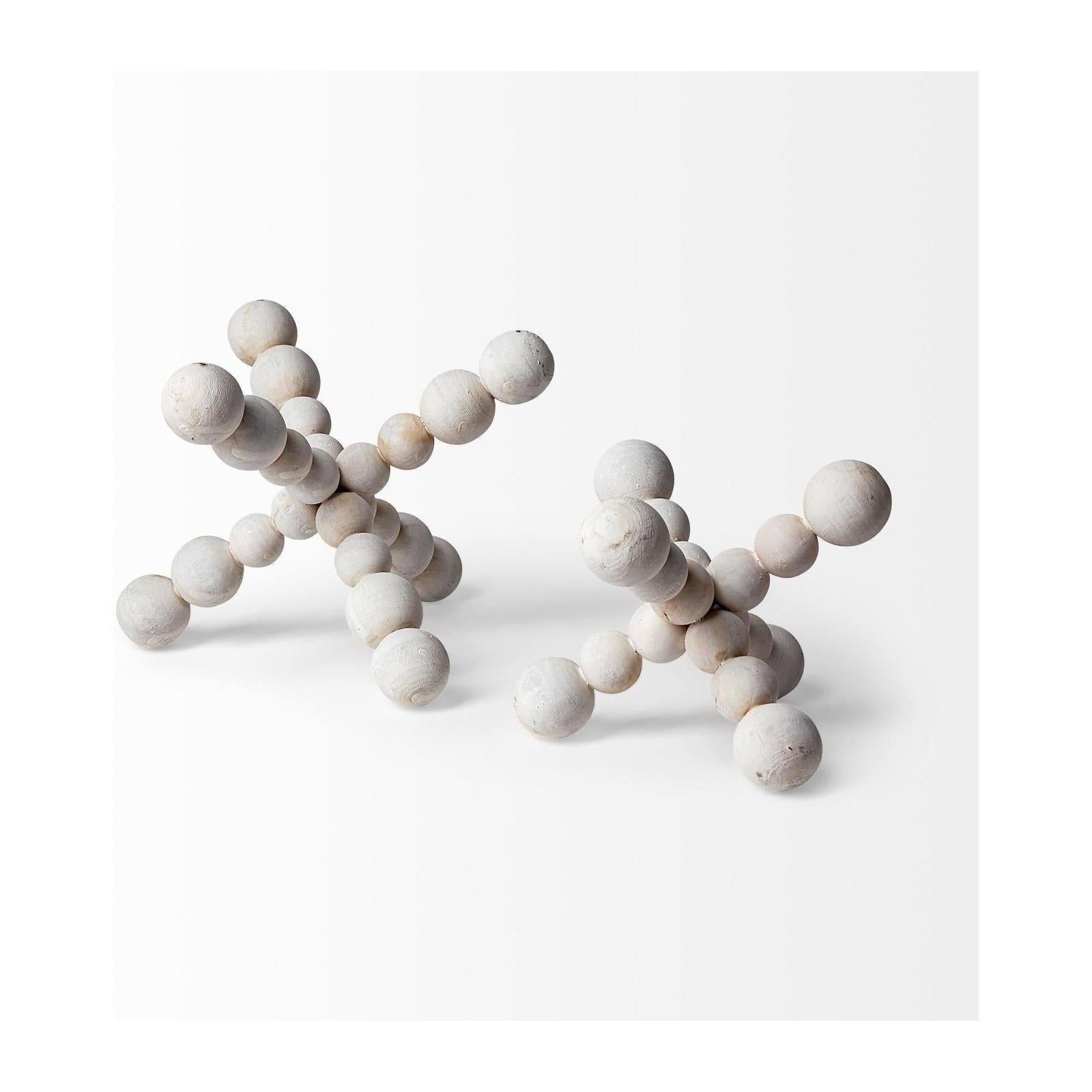 Mercana Carrollton Off-White Geometric Wood Ball Jack