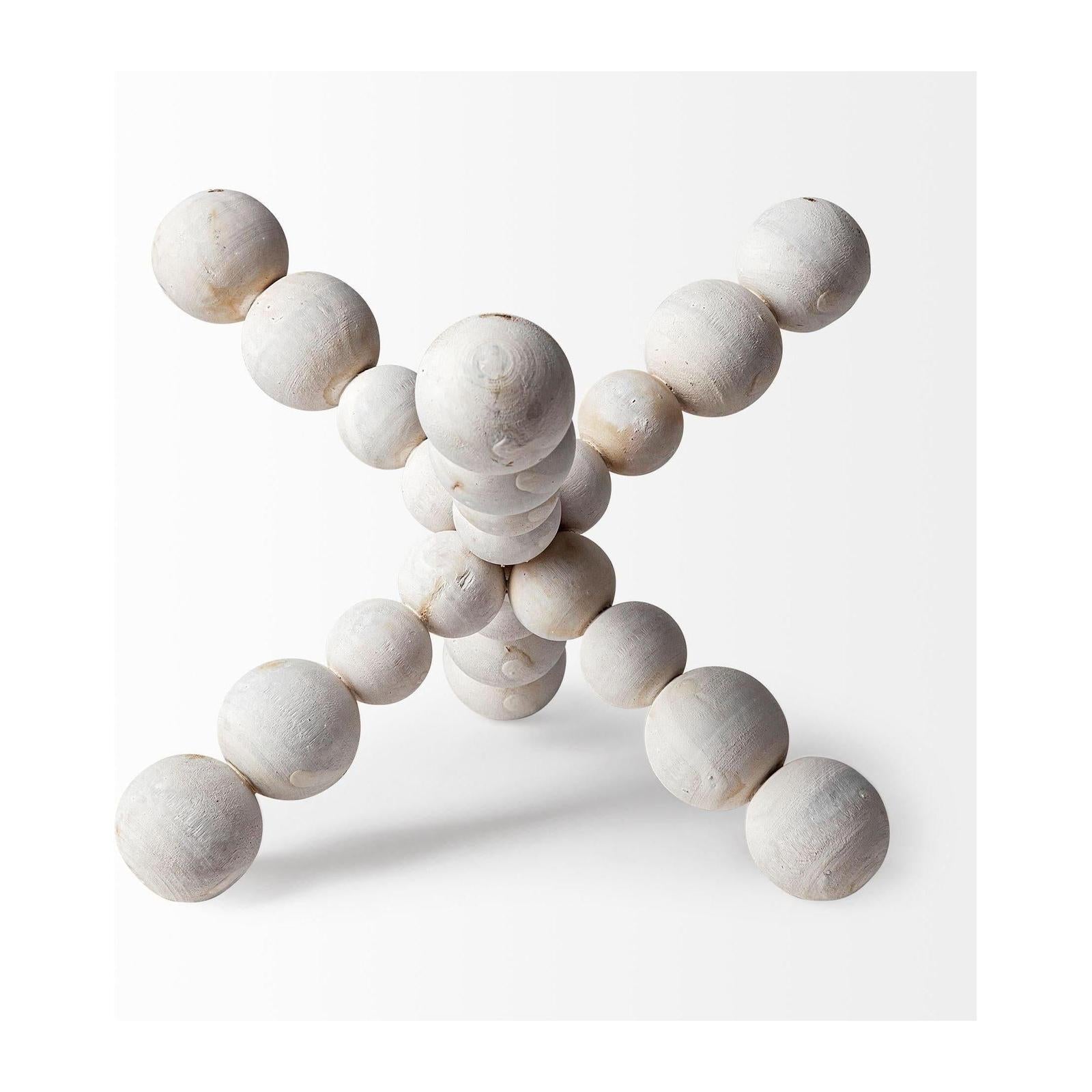 Mercana Carrollton Off-White Geometric Wood Ball Jack