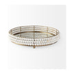 Mercana Decatur Wooden Bead Mirrored Bottom Round Tray Clearance