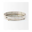 Mercana Decatur Wooden Bead Mirrored Bottom Round Tray Clearance