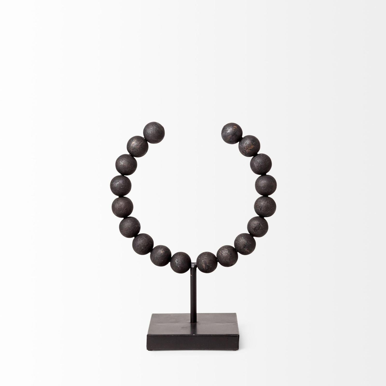 Mercana Tulane Black Beaded Broken Sphere Decorative Object