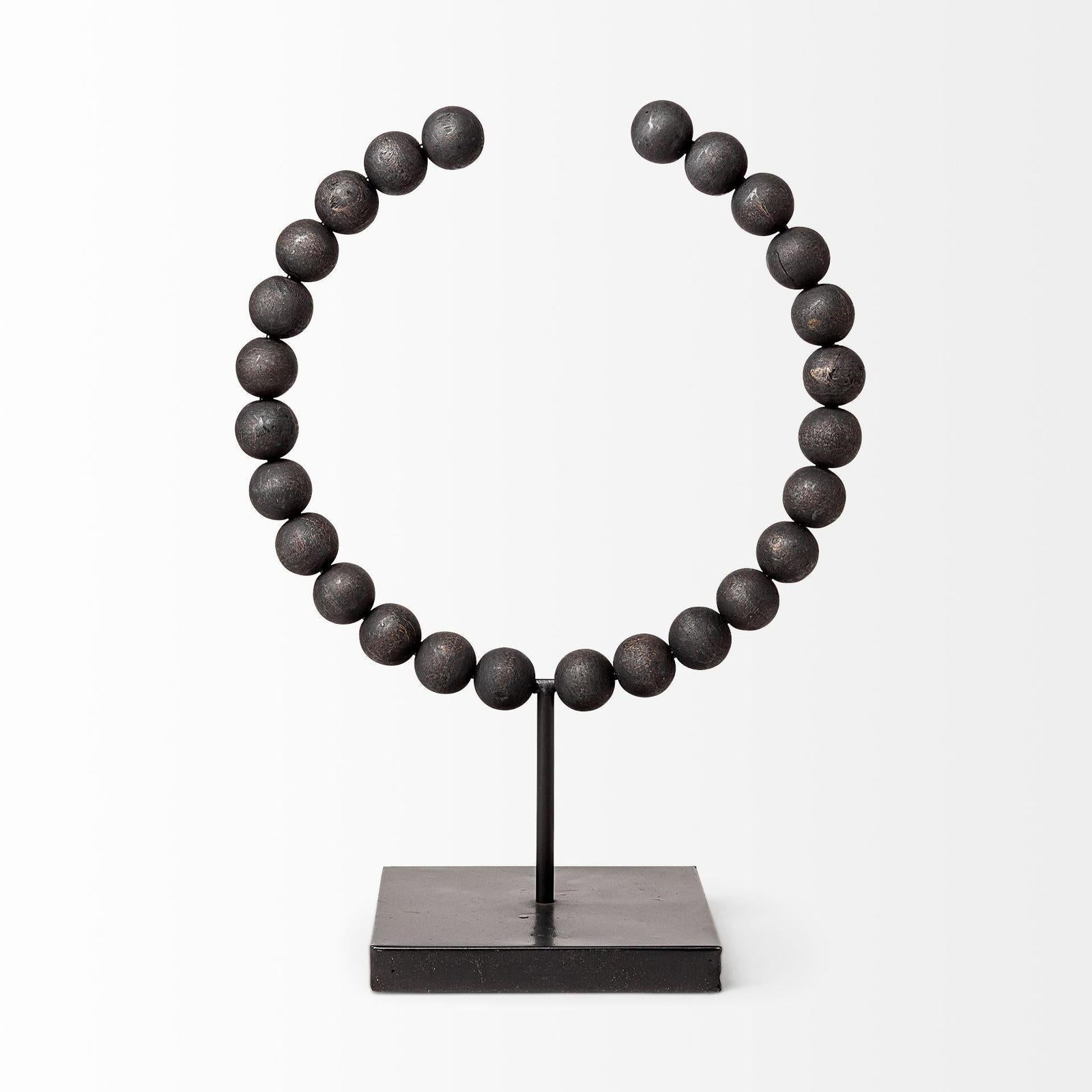Mercana Tulane Black Beaded Broken Sphere Decorative Object