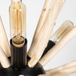 Mercana Jules Blonde Wood and Black Metal Six Bulb Chandelier Light Clearance