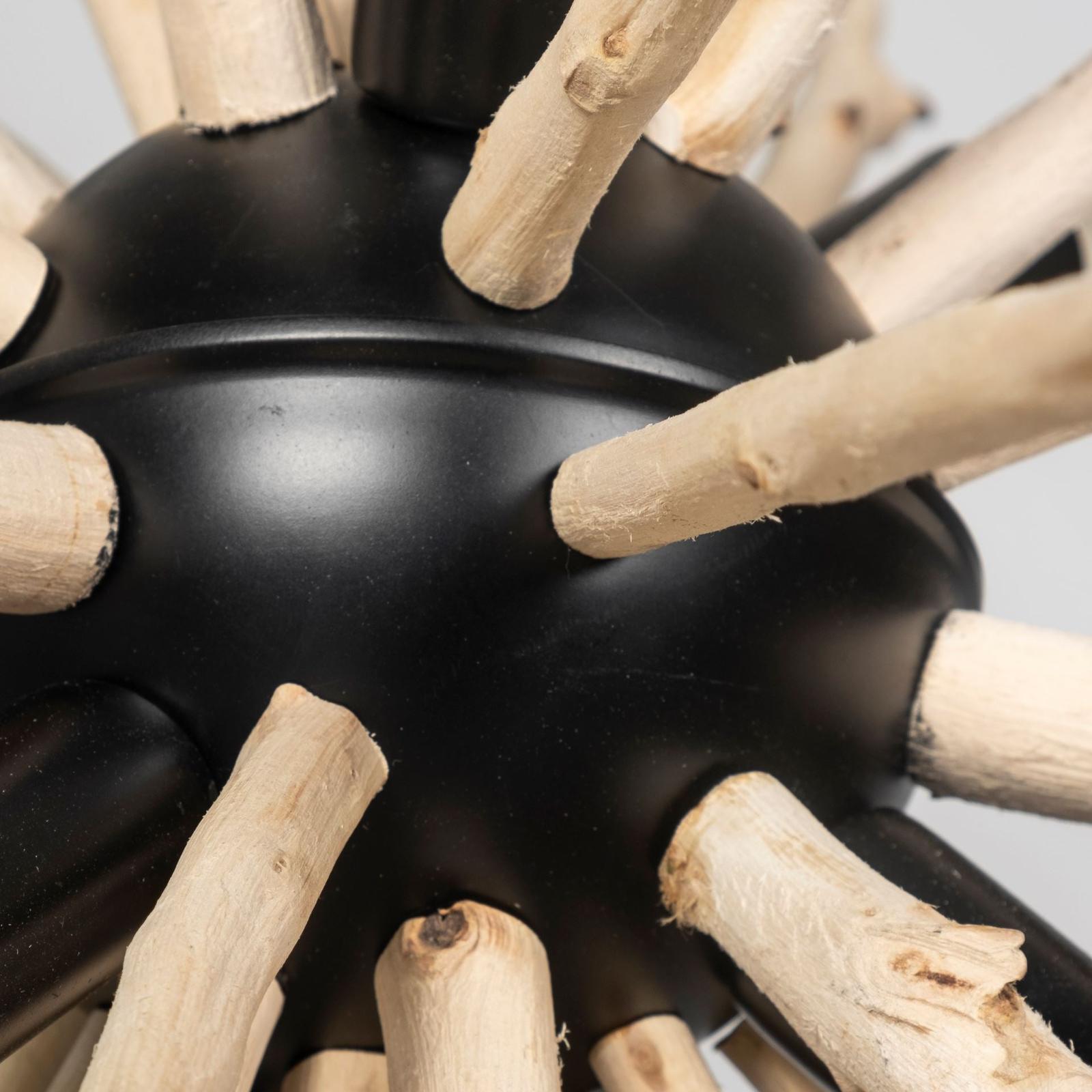 Mercana Jules Blonde Wood and Black Metal Six Bulb Chandelier Light Clearance