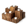 Mercana Cassius Light Brown Nine Wood Block Table Candle Holder