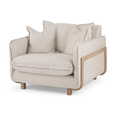 Mercana Roy Upholstered and Brown Wood Frame Arm Chair Clearance