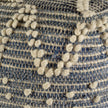 Mercana Rofi Blue Denim and Cream Cotton Stitched Square Pouf