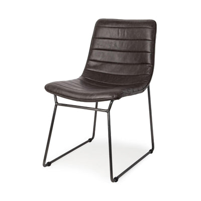 Mercana Thornton Dark Brown Faux-Leather Seat Black Iron Frame Dining Chair