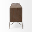 Mercana Swordfish Two-Tone Brown Wood Cabinet Silver Metal Base 4 Cabinet Door Sideboard Clearance