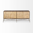 Mercana Swordfish Two-Tone Brown Wood Cabinet Silver Metal Base 4 Cabinet Door Sideboard Clearance