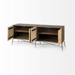 Mercana Swordfish Two-Tone Brown Wood Cabinet Silver Metal Base 4 Cabinet Door Sideboard Clearance