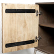Mercana Swordfish Two-Tone Brown Wood Cabinet Silver Metal Base 4 Cabinet Door Sideboard Clearance