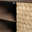 Mercana Swordfish Two-Tone Brown Wood Cabinet Silver Metal Base 4 Cabinet Door Sideboard Clearance