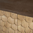 Mercana Swordfish Two-Tone Brown Wood Cabinet Silver Metal Base 4 Cabinet Door Sideboard Clearance