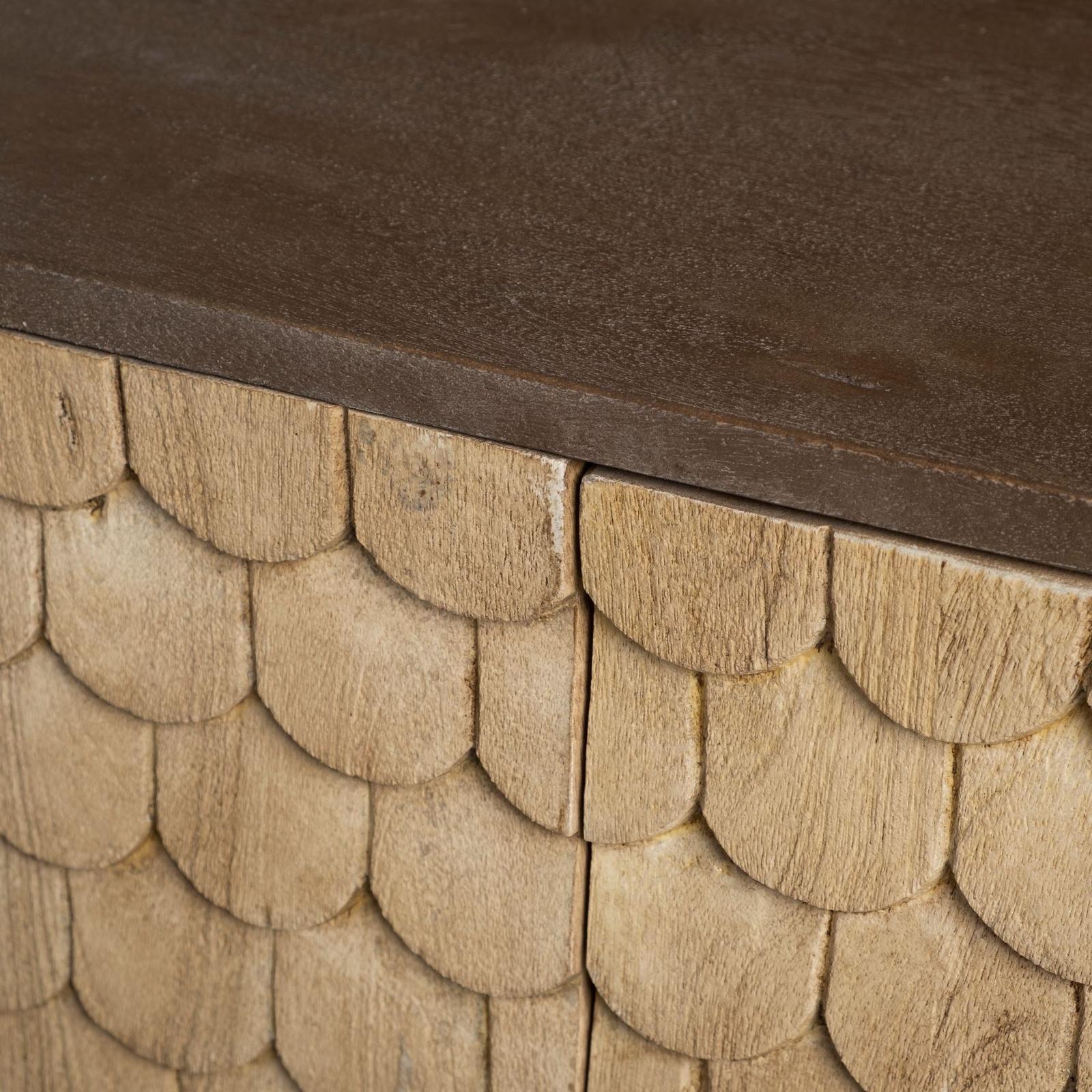 Mercana Swordfish Two-Tone Brown Wood Cabinet Silver Metal Base 4 Cabinet Door Sideboard Clearance