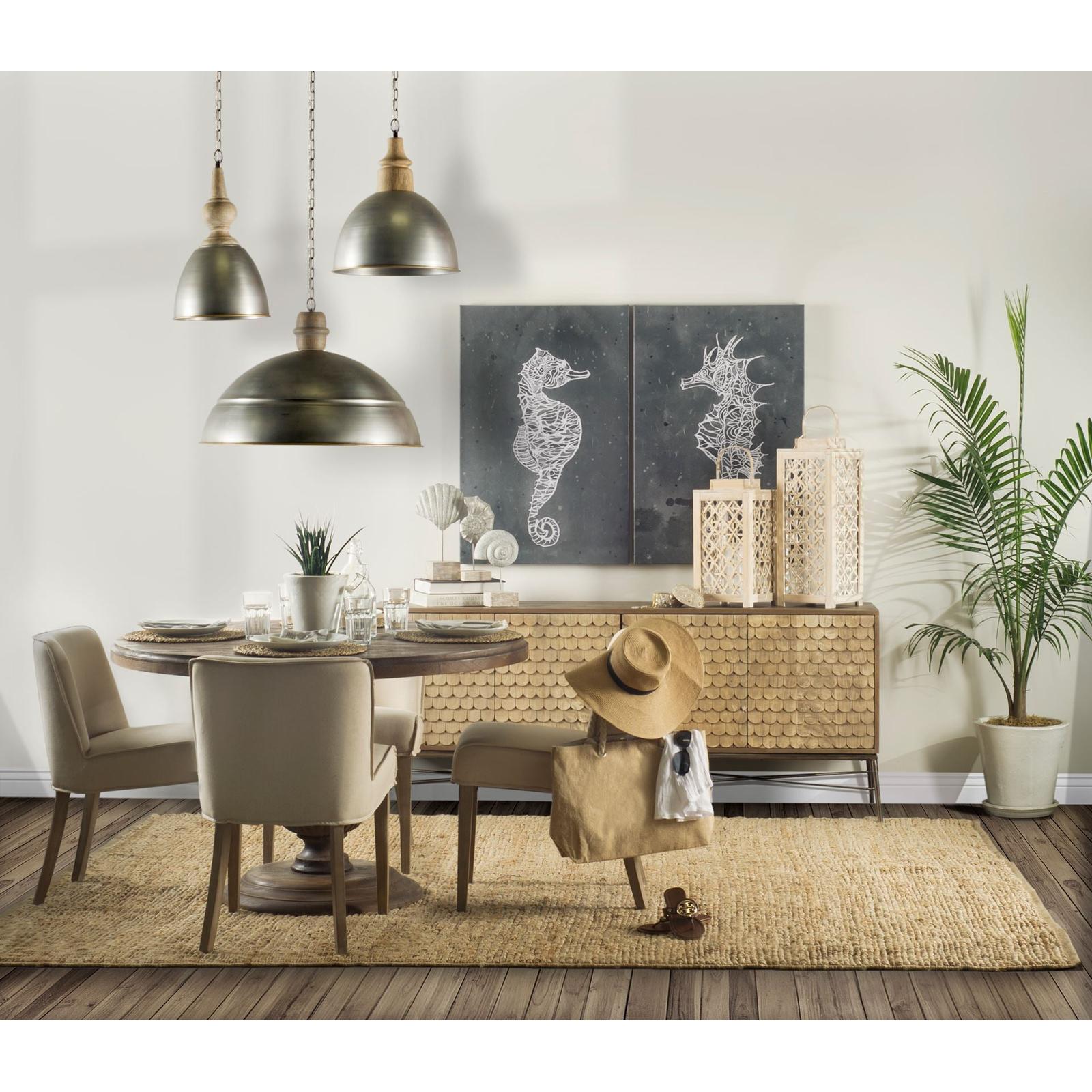 Mercana Swordfish Two-Tone Brown Wood Cabinet Silver Metal Base 4 Cabinet Door Sideboard Clearance