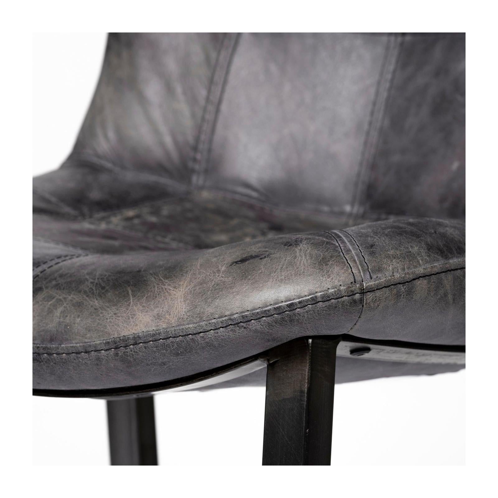 Mercana Horsdal Black Genuine Leather Seat w/ Black Metal Frame Dining Chair Clearance