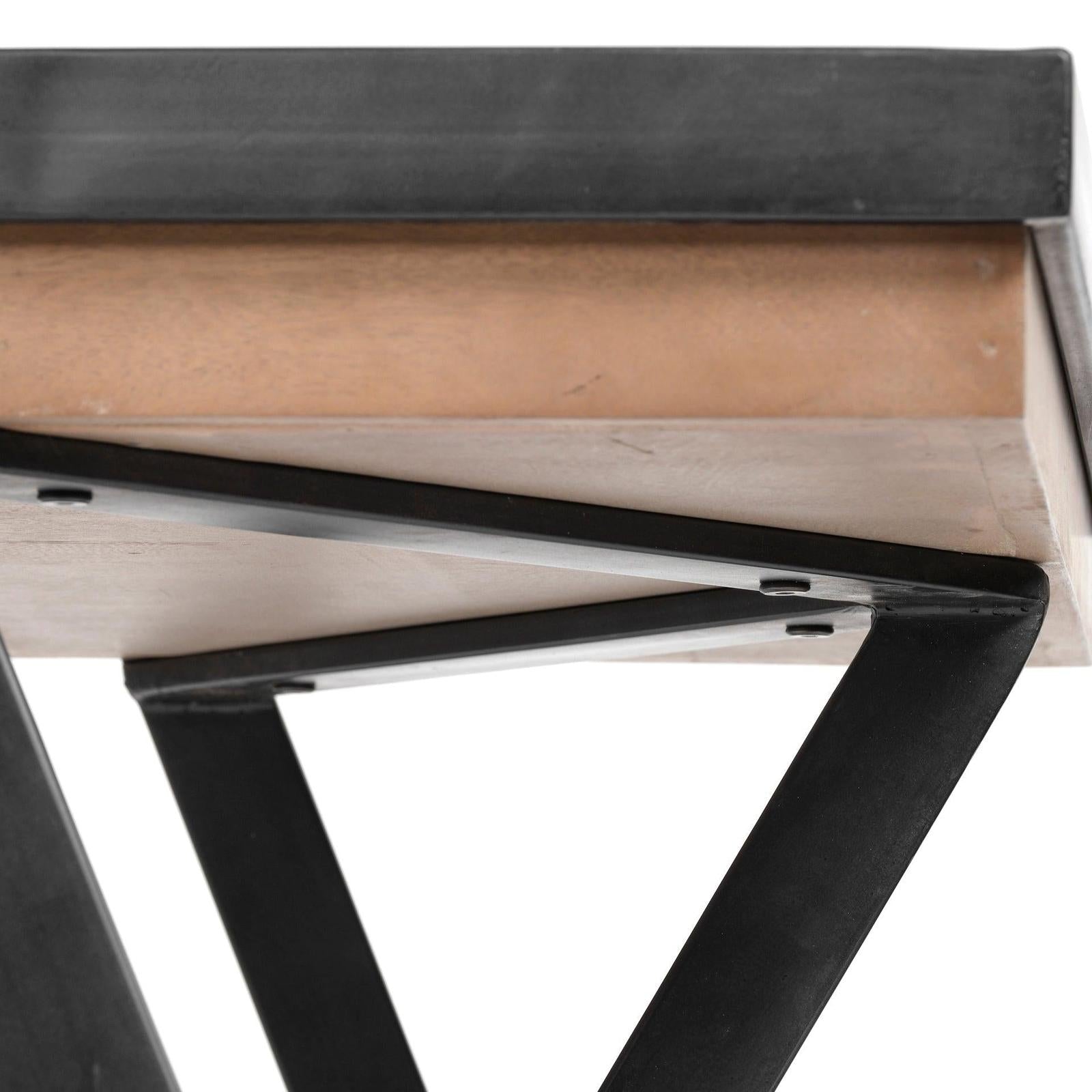 Mercana Steinbeck Light Brown Wooden Iron Frame Office Desk