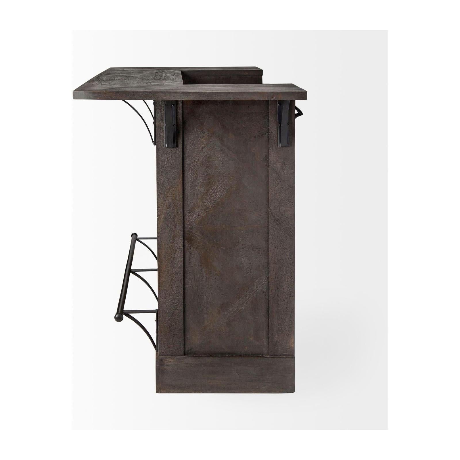 Mercana Cheers Dark Brown Solid Wood Wine Bottle Storage Kitchen Island Clearance