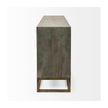 Mercana Genevieve Gray Fir Veneer W/Gold Metal Frame Base 9 Drawer Sideboard Clearance