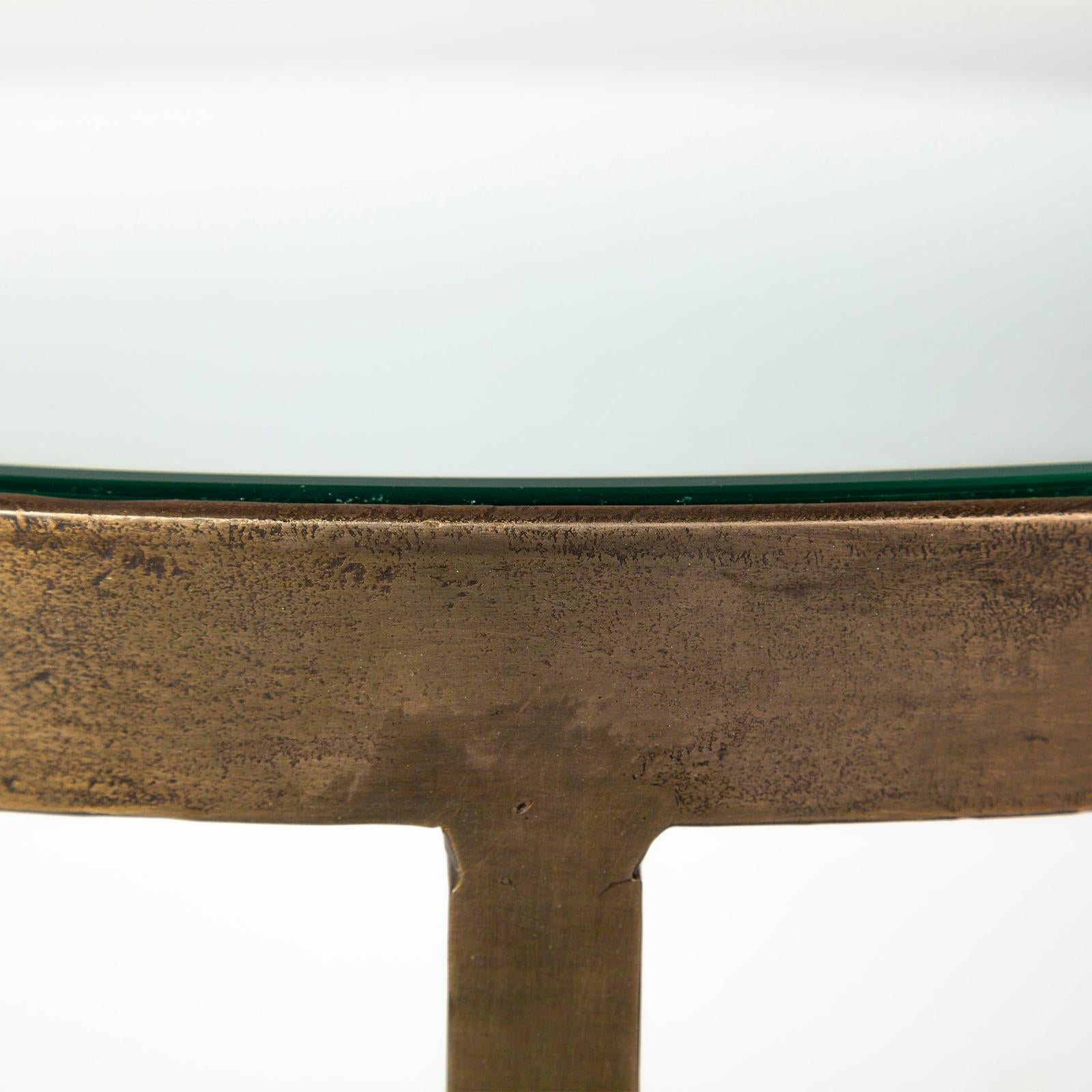 Mercana Reinhardt Round Glass Top Metal and Marble Detail End/Side Table