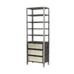 Mercana Sunnyvale Dark Brown Solid Wood and Mirrored Glass Four Shelf Shelving Unit Clearance