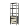 Mercana Sunnyvale Dark Brown Solid Wood and Mirrored Glass Four Shelf Shelving Unit Clearance