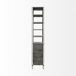 Mercana Sunnyvale Dark Brown Solid Wood and Mirrored Glass Four Shelf Shelving Unit Clearance