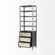 Mercana Sunnyvale Dark Brown Solid Wood and Mirrored Glass Four Shelf Shelving Unit Clearance
