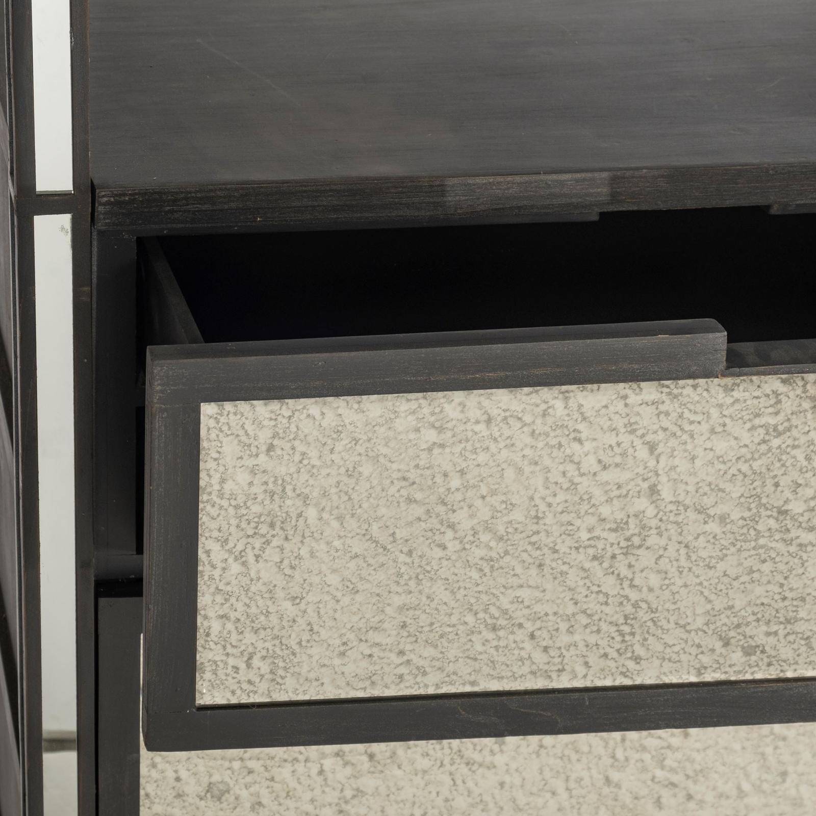 Mercana Sunnyvale Dark Brown Solid Wood and Mirrored Glass Four Shelf Shelving Unit Clearance