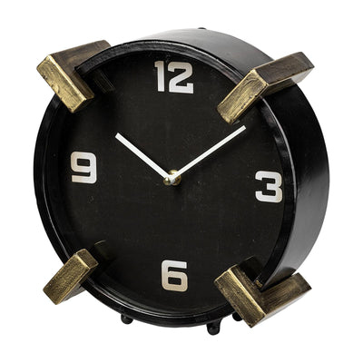 Mercana Agar Black Metal Round Table Clock