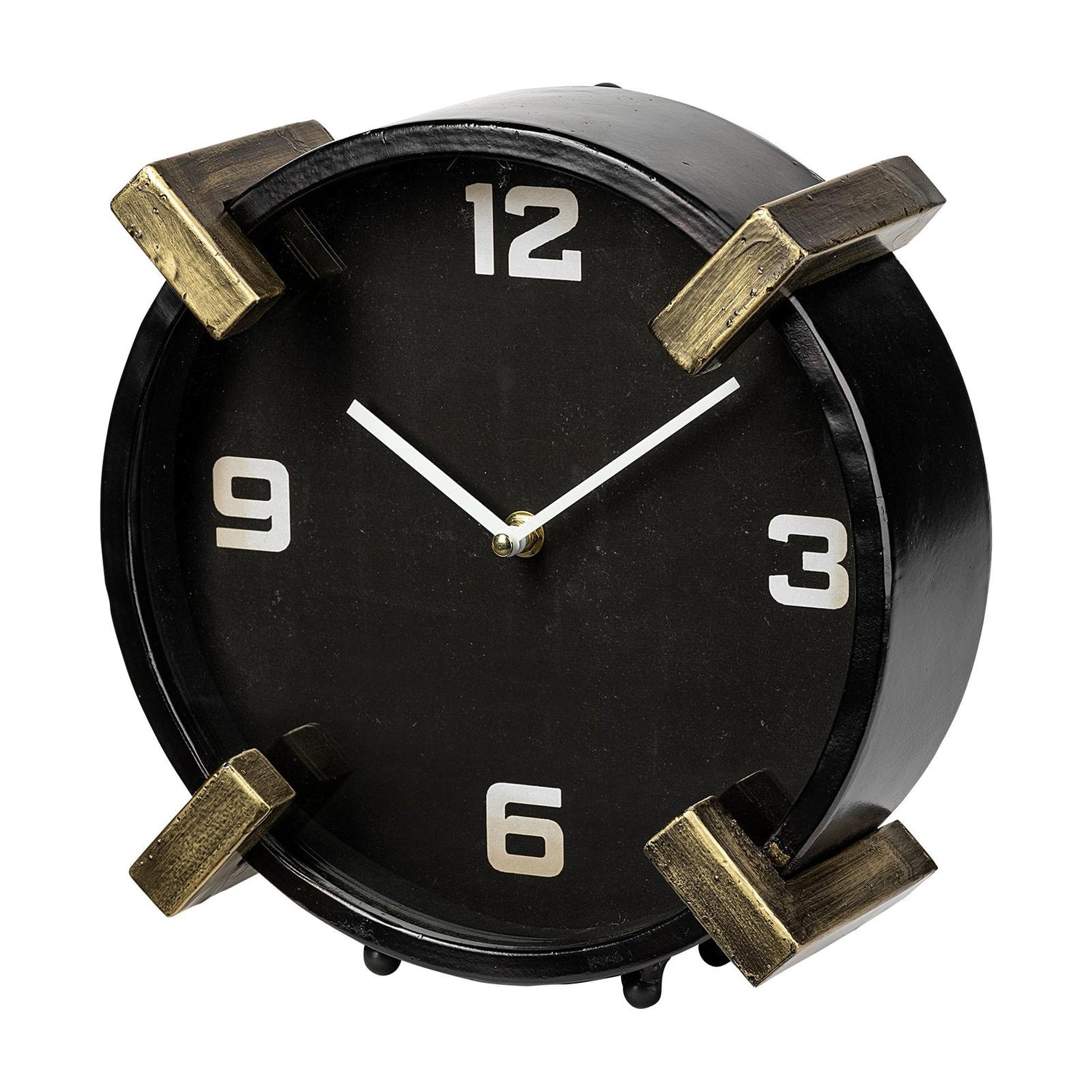 Mercana Agar Black Metal Round Table Clock