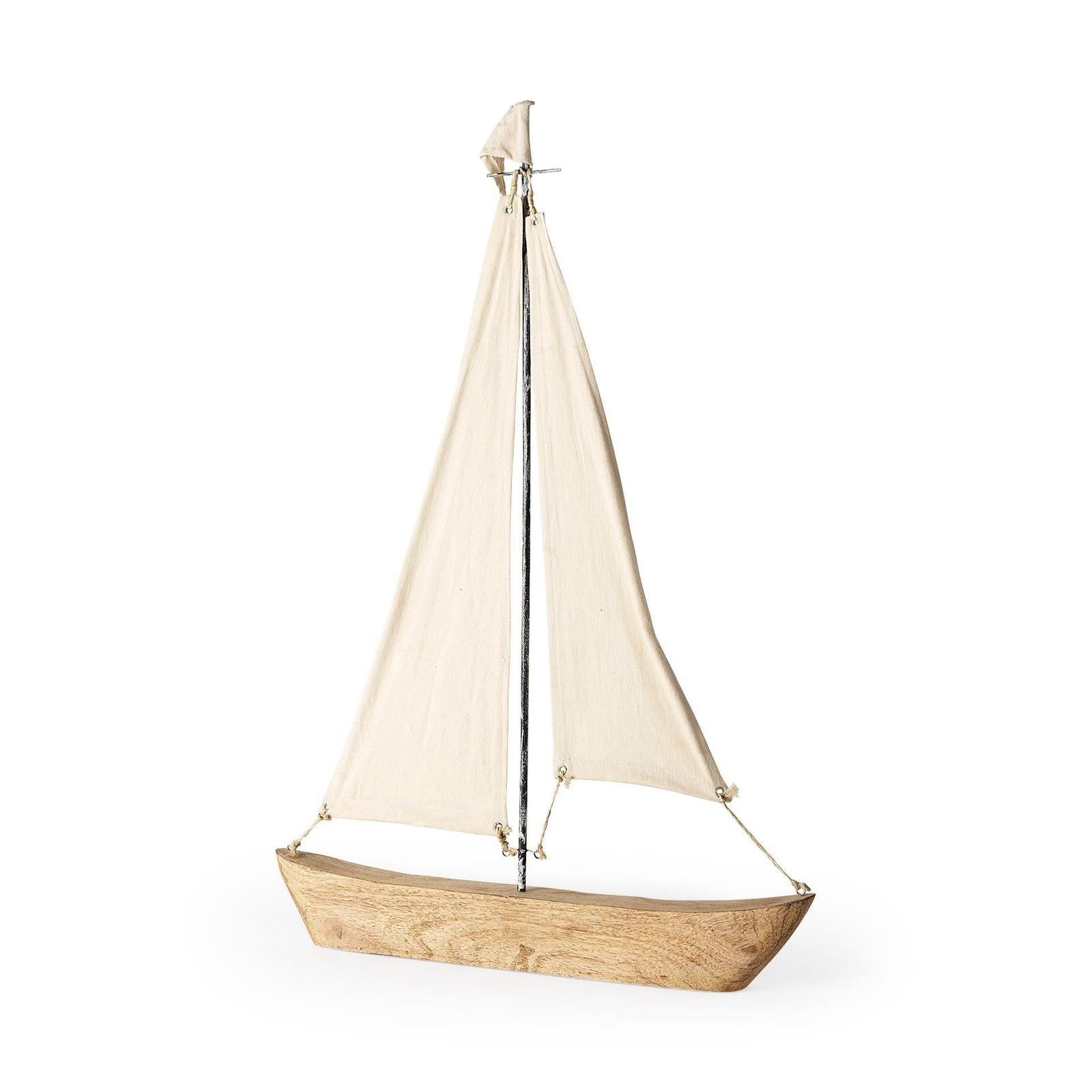 Mercana Tartane Brown/Cream Nautical Inspired Sailboat