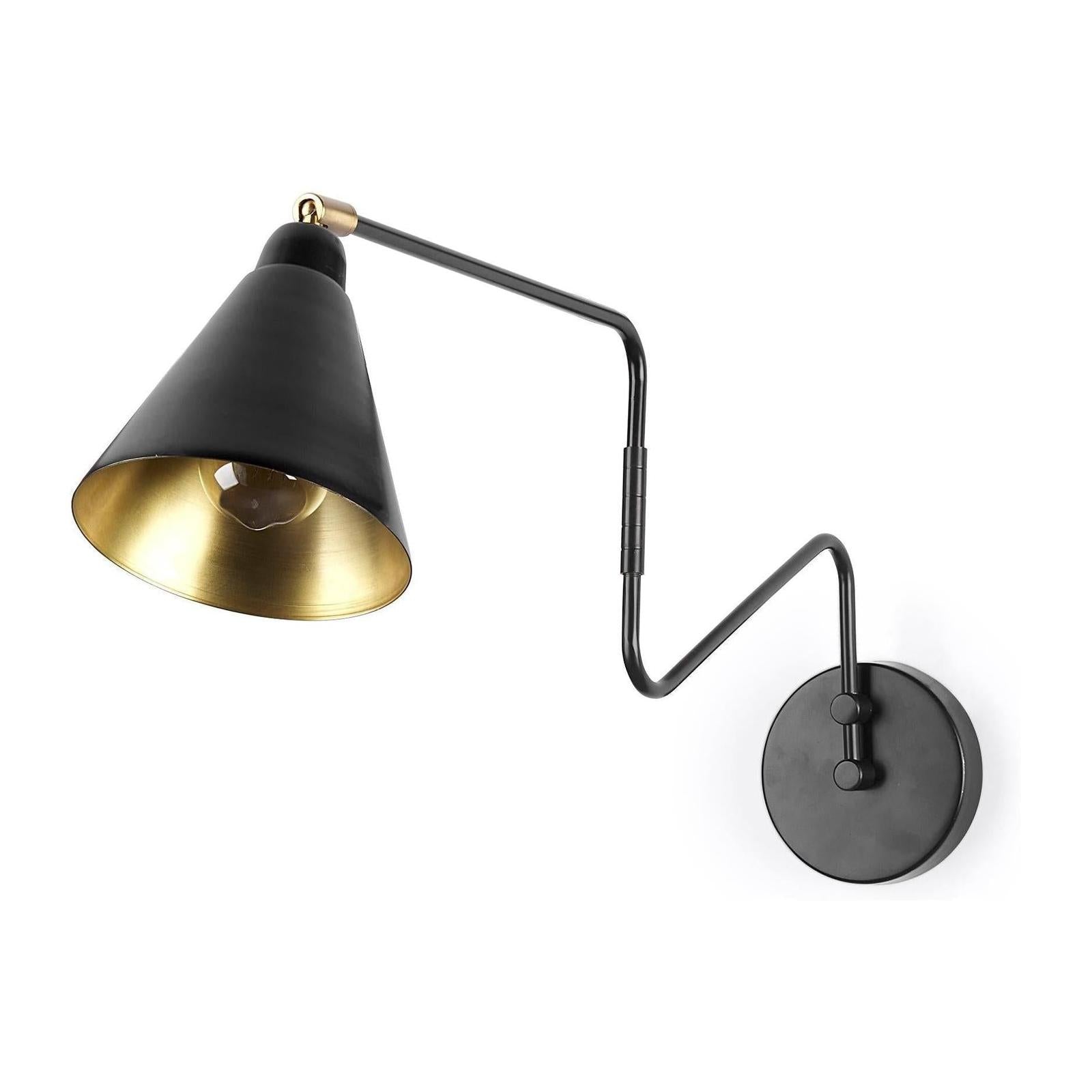 Mercana Cobalt Black Metal Cone Shaped Swivel Wall Sconce